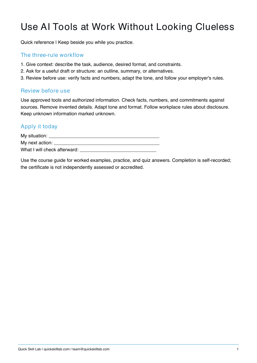 Actual reference preview for Use AI Tools at Work Without Looking Clueless