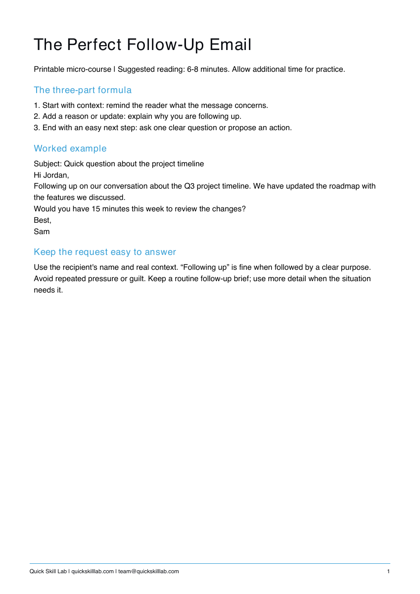 Actual guide preview for The Perfect Follow-Up Email
