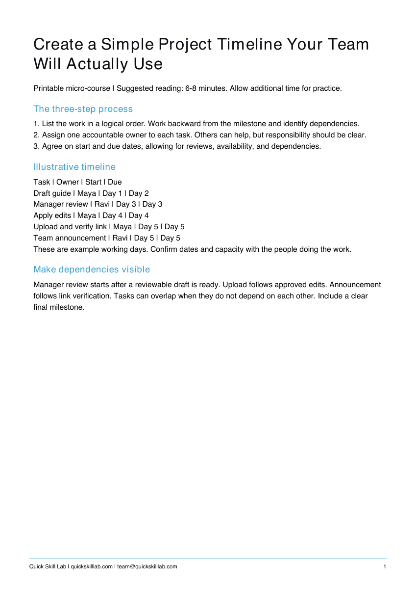 Actual guide preview for Create a Simple Project Timeline Your Team Will Actually Use